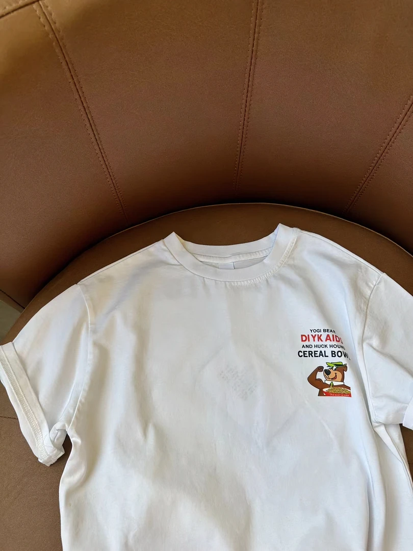 2儿童节男童休闲夏季印花圆领白色时尚百搭简约宽松夏款T恤