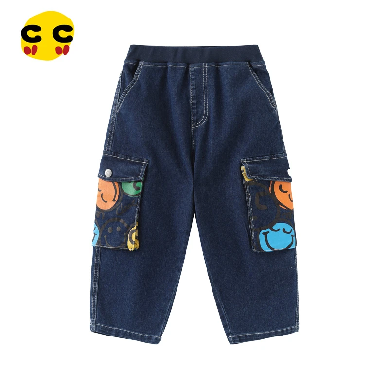 clanc潮牌童装24夏季新款儿童卡通休闲薄款裤子男童牛仔七分裤