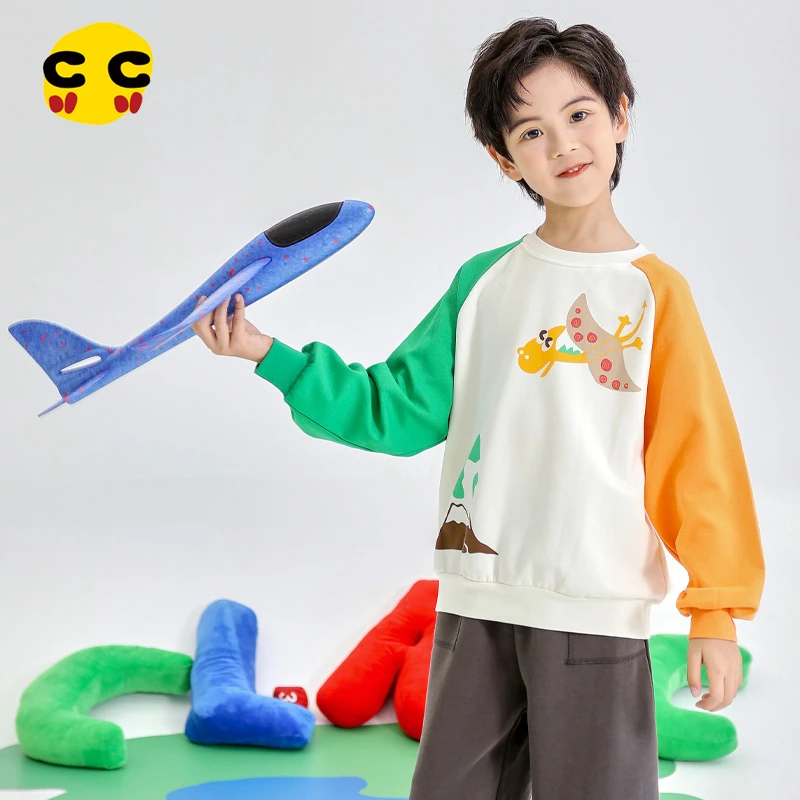 clanc童装2024秋装新款男童印花圆领卫衣儿童潮酷休闲百搭上衣