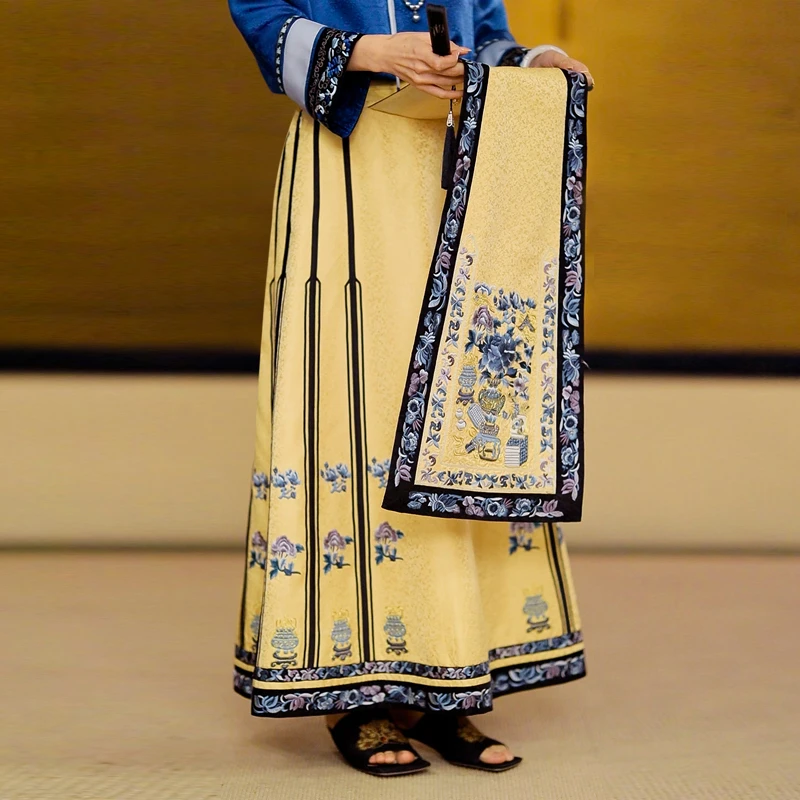 复古日记100桑蚕丝新中式汉服国风女半裙马面裙241Q6222