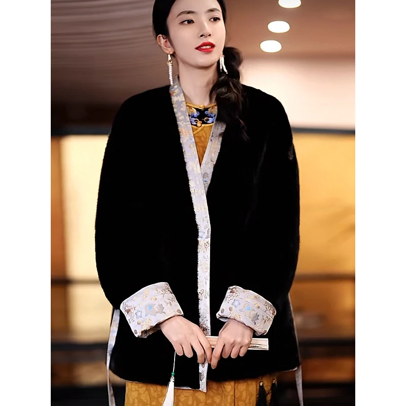 复古日记国风中式冬季宽松女外套23HW121