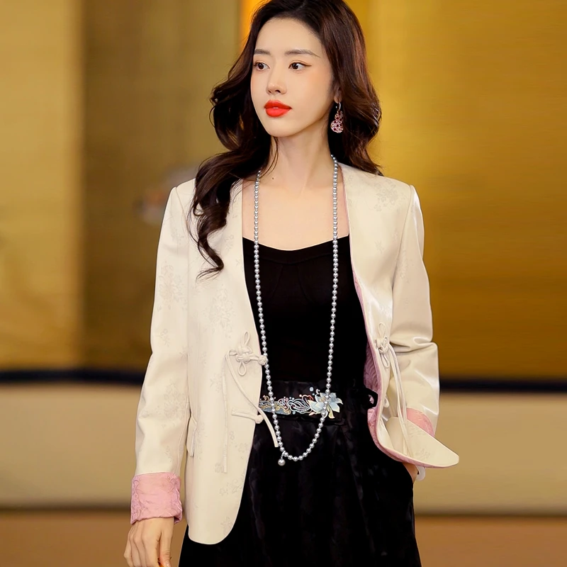 复古日记新中式两面穿女上衣时尚外套显瘦女士国风蕾丝23GW076