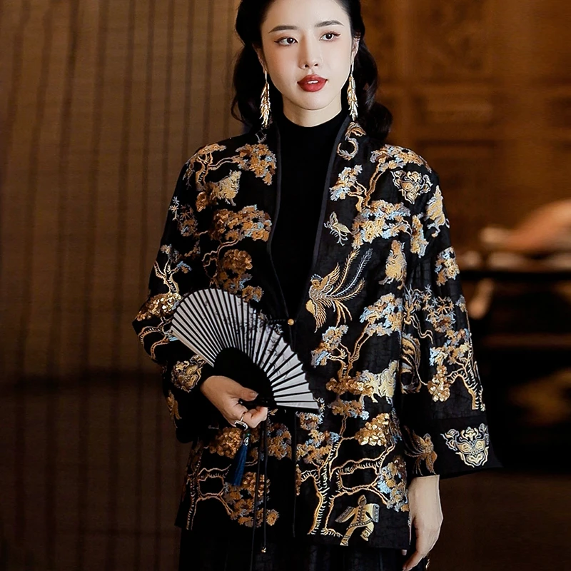 复古日记100桑蚕丝宽松日常秋季新中式国风女装长袖外套24FW233