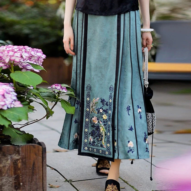 复古日记新中式桑蚕丝国风马面裙235Q6079半身裙