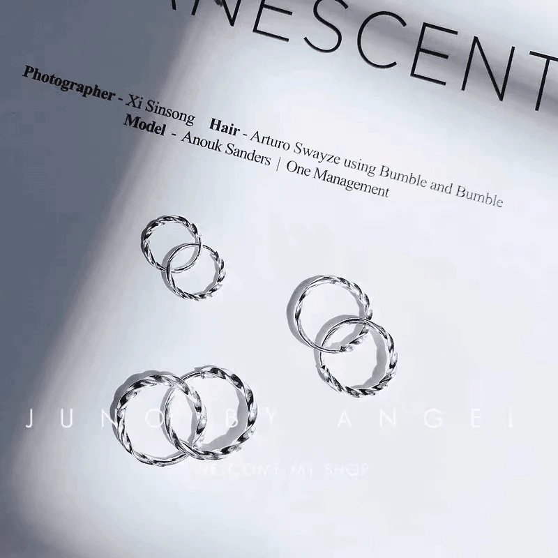 足银耳饰 足银莫比乌斯耳环耳圈精致耳饰ins风