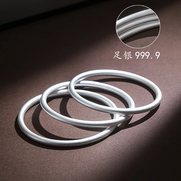 足银手镯 【亏米款】经典足银999.9古法传承实心素圈手镯【圈口可选】