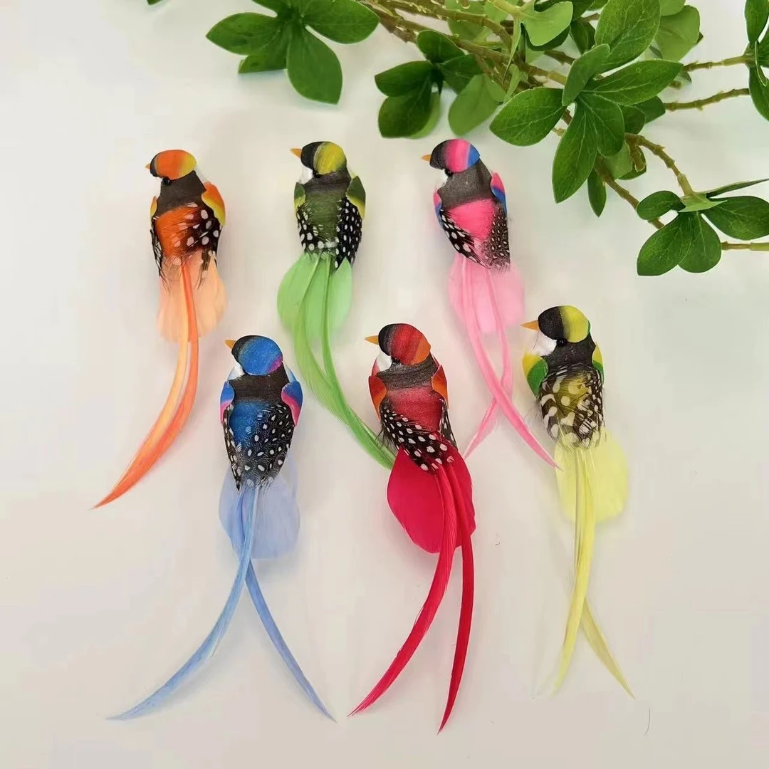 可爱客厅装饰羽毛超真彩色鸟窝摆件植物家居园林盆景幼儿园装饰品