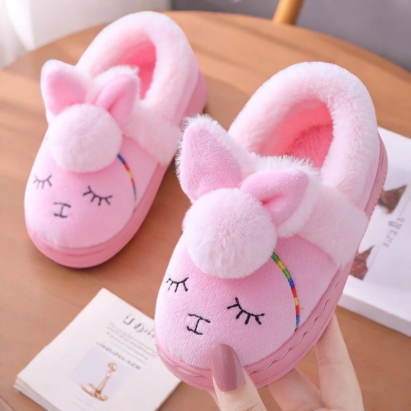 儿童棉拖鞋包跟女童可爱卡通防滑室内毛绒冬季男宝宝亲子家居棉鞋