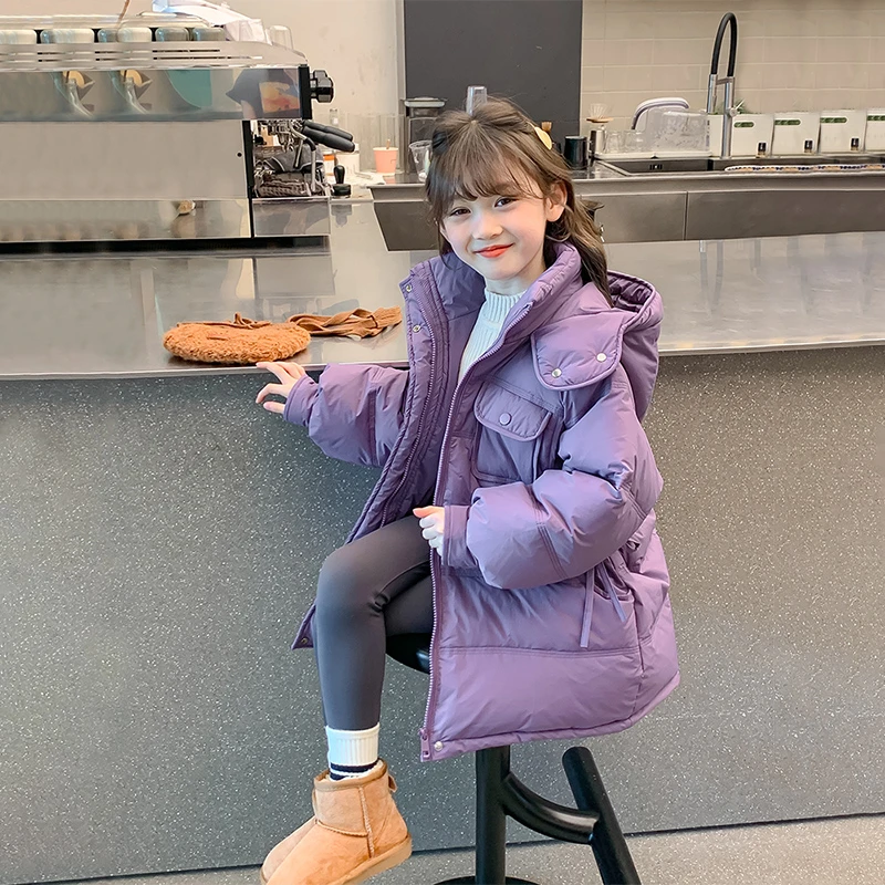 女童冬季棉服2025新款爆款洋气中长款冬装冬季加厚棉服外套小孩