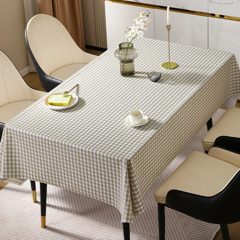 【格子】防水防油防烫免洗家用高级感长方形格子餐桌茶几餐桌桌布