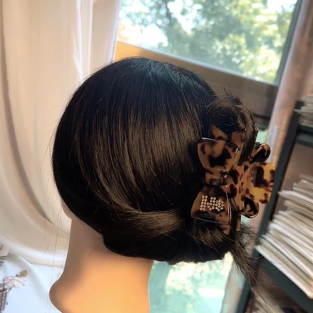 经典蝴蝶结醋酸抓夹简约优雅网红同款大号抓夹ins后脑勺盘发抓夹