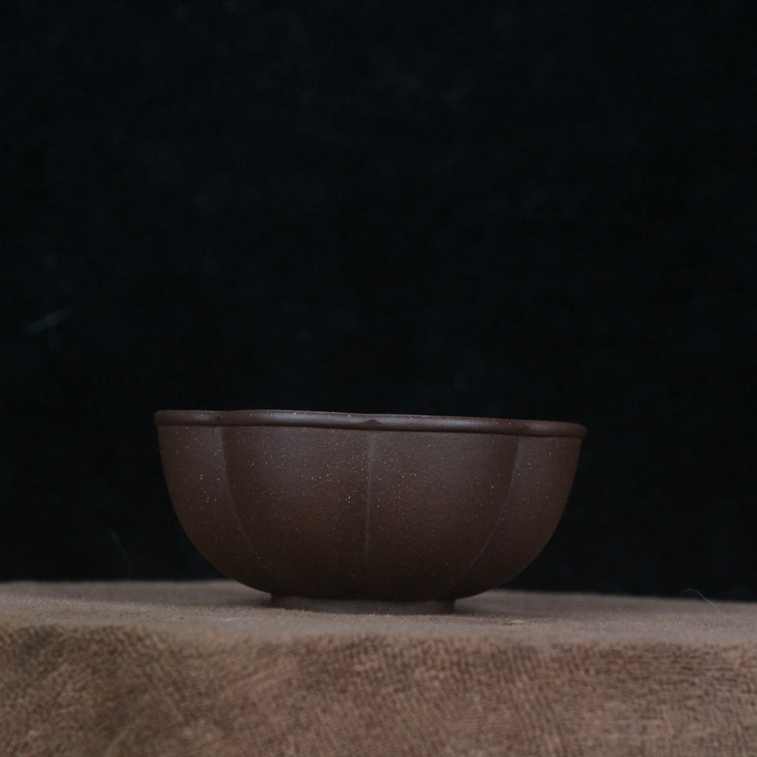 筋纹正宗原矿紫砂主人杯子