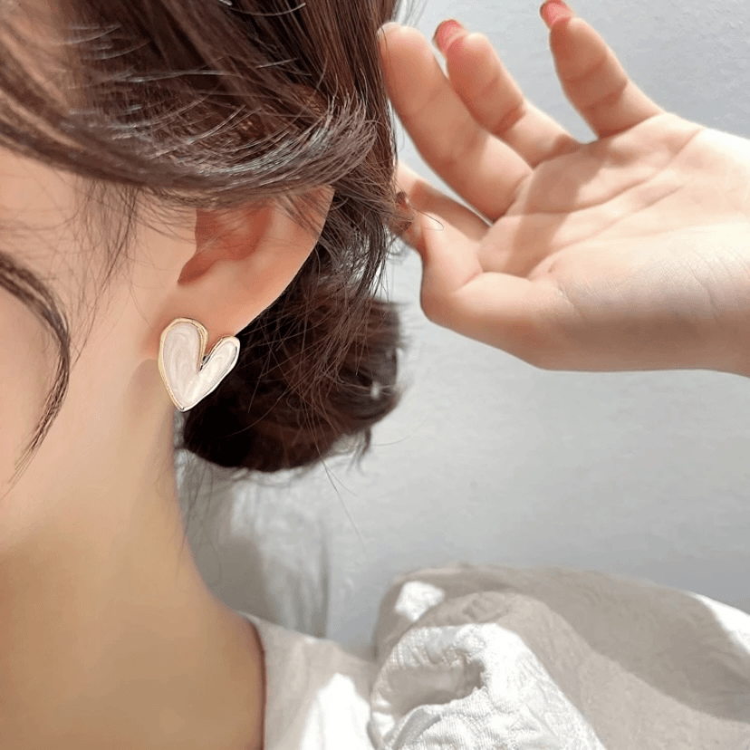 铜合金珐琅耳饰 白色百搭法式简约甜美