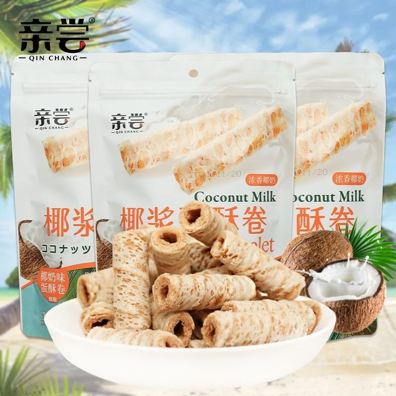 椰浆手工蛋酥卷办公室零食网红爆款儿童休闲食品椰香浓郁奶味浓香
