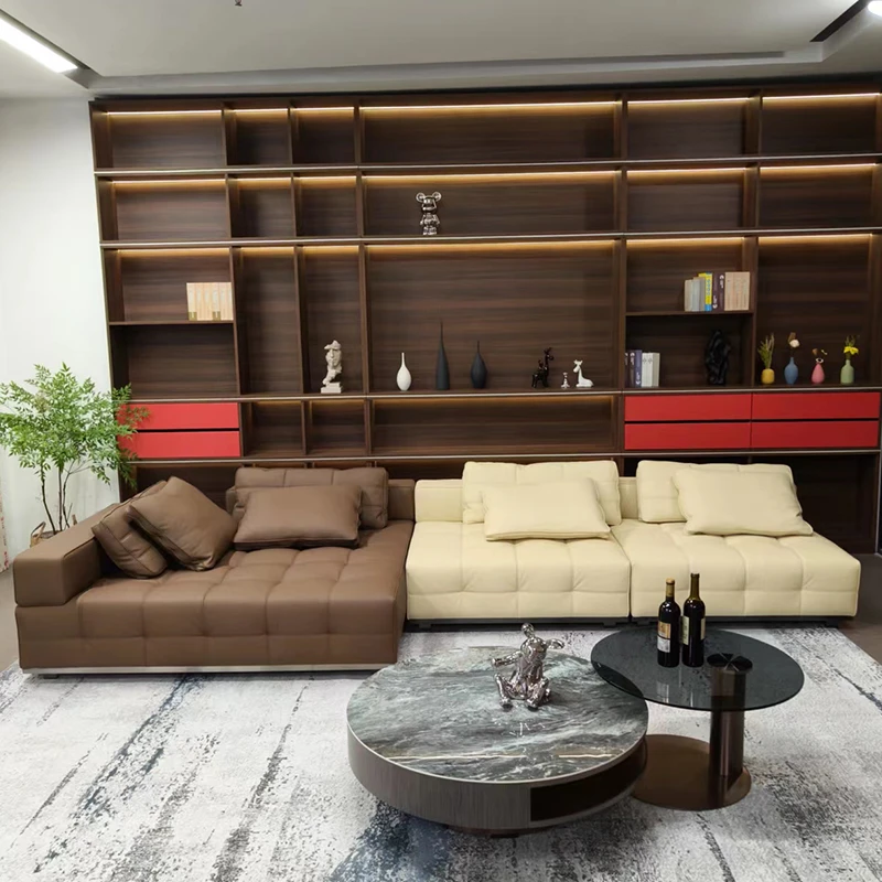 全真皮沙发客厅极简头层牛皮意式皮艺异形头等舱