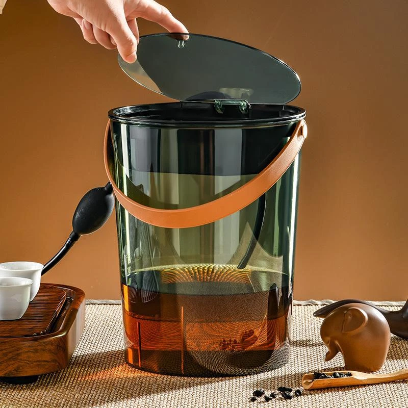 轻奢茶水茶渣桶茶台垃圾桶茶具配件茶盘排水管中式茶桶过滤废水桶