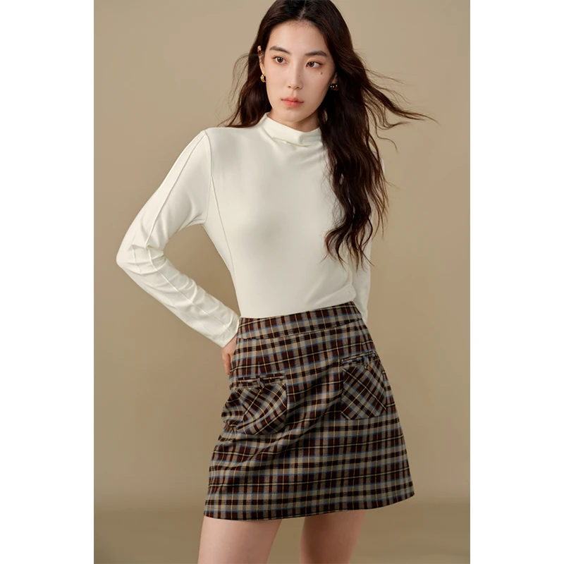 独束微胖大码女装半高领高级感风针织秋冬打底长袖T恤24DS84514