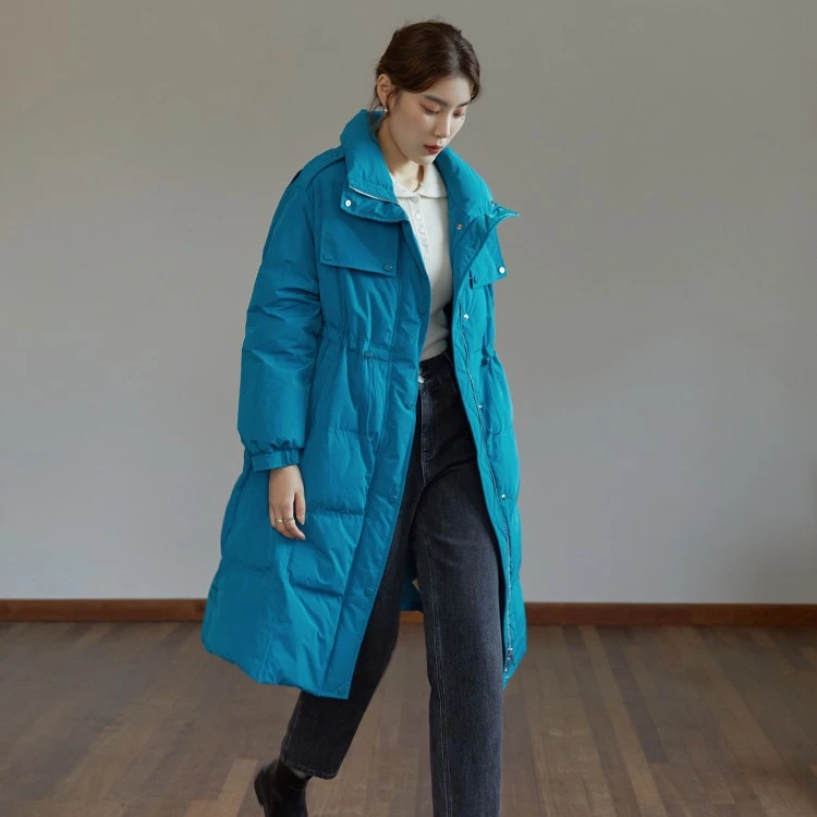 独束21DS3299大码微胖女装显瘦白鸭绒外套韩版过膝保暖时尚羽绒服