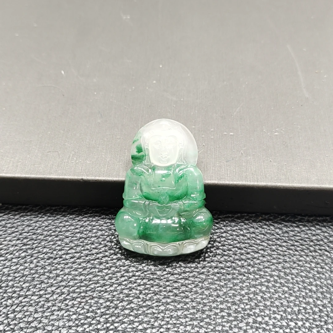 天然非洲翠冰透飘花时尚款佛公年货