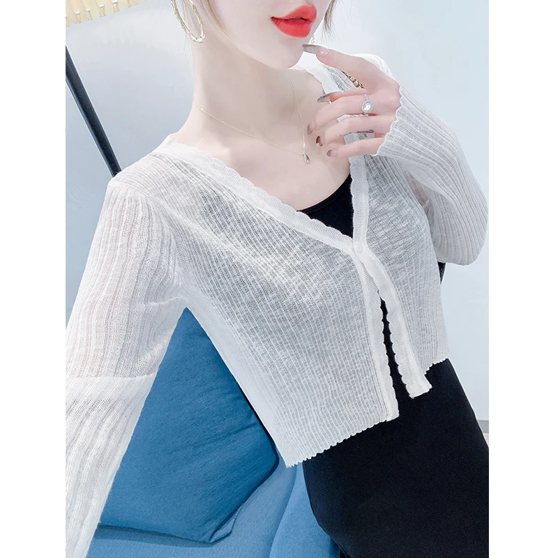 防晒衣吊带裙外搭罩衫夏季针织开衫薄款女披肩冰丝小坎肩长袖外套