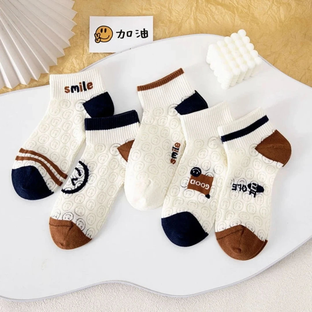镂空笑脸袜网眼棉夏季薄短筒花边日系短袜浅口新款短款袜子女D53