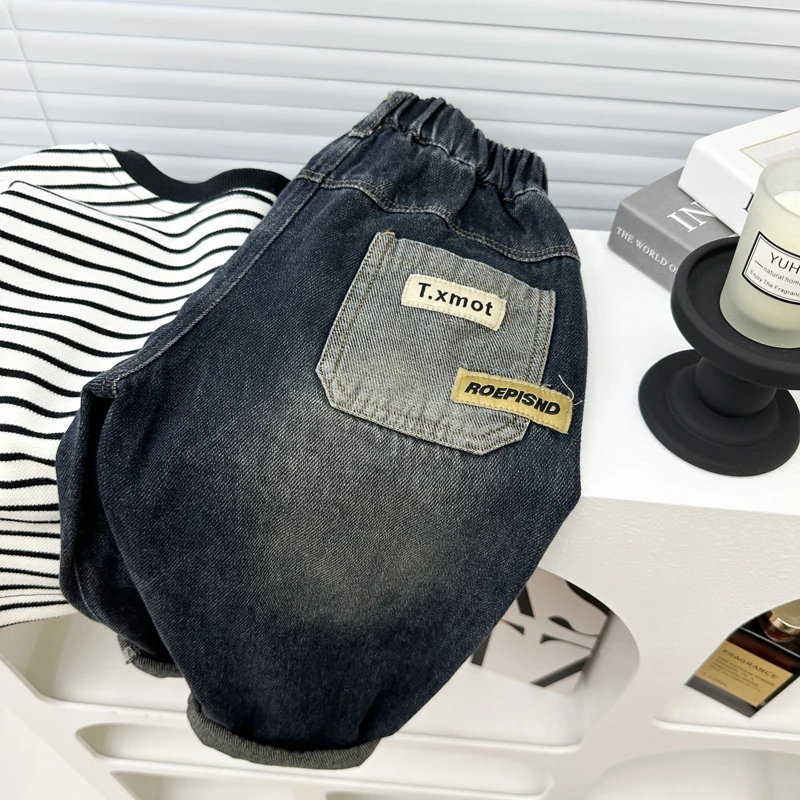 男童秋装牛仔裤2025新款儿童韩版宽松柔软裤子中小童时髦休闲裤潮