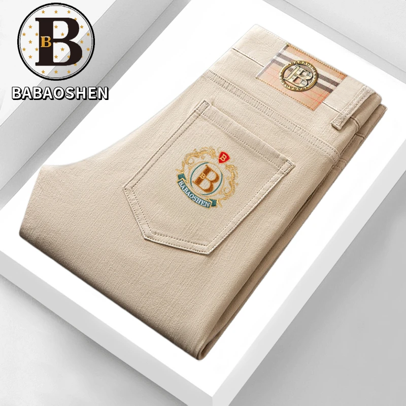 BABAOSHEN/巴宝绅天丝牛仔裤男士轻奢弹力修身直筒休闲牛仔裤男款