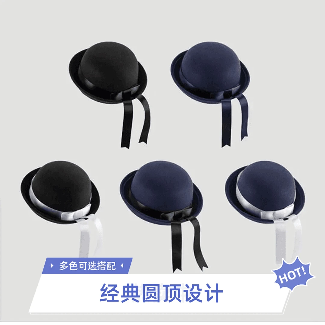 jk制服帽网红日系二次元百搭学院风蝴蝶结飘带幼稚园毛呢海军帽子