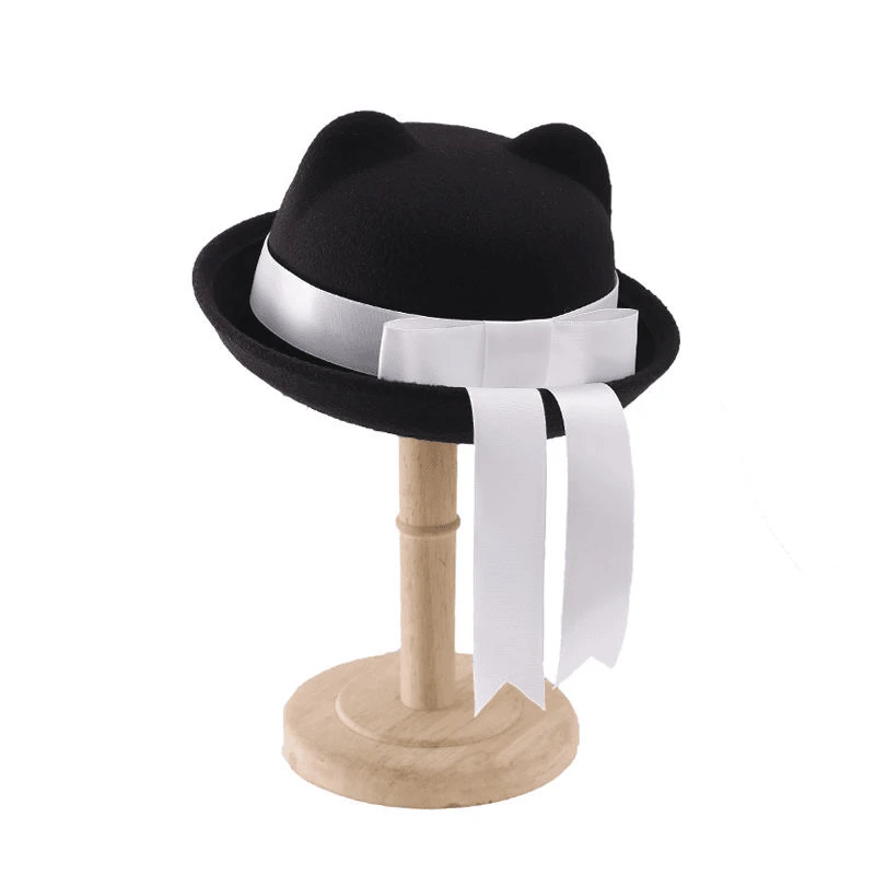 jk圆顶礼帽拍照百搭可爱二次元卷边小圆帽学院风蝴蝶结飘带海军帽