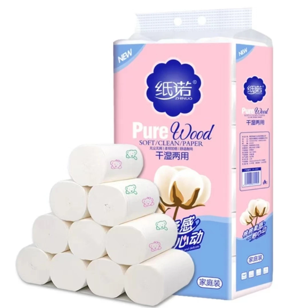 纸诺  小熊水墨印花家庭实惠装  干湿两用  5斤18卷【包装随机】