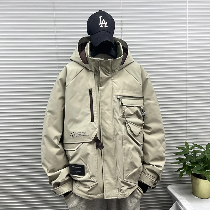 羽绒服男士冬季新款加厚保暖90白鸭绒羽绒衣美式复古宽松连帽外套