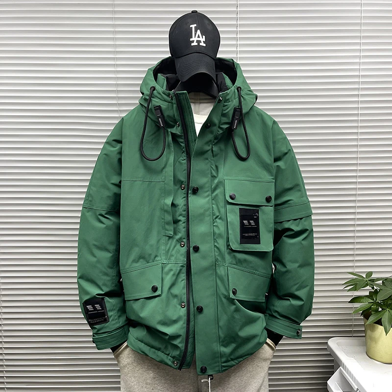 冬季白鸭绒工装羽绒服男冲锋衣外套2023新款加厚冬装男装衣服