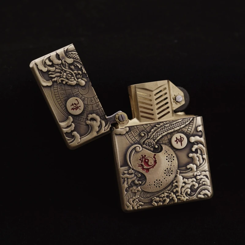 OMJ/欧米嘉【轻量化 机械战甲】煤油打火机黄铜一体掏空鸿运当头