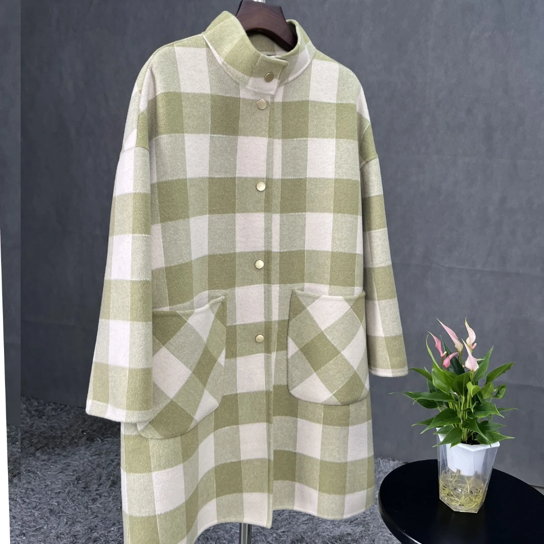 女士羊毛大衣全毛全羊毛双面呢大衣双面百搭大衣羊毛外套毛呢大衣