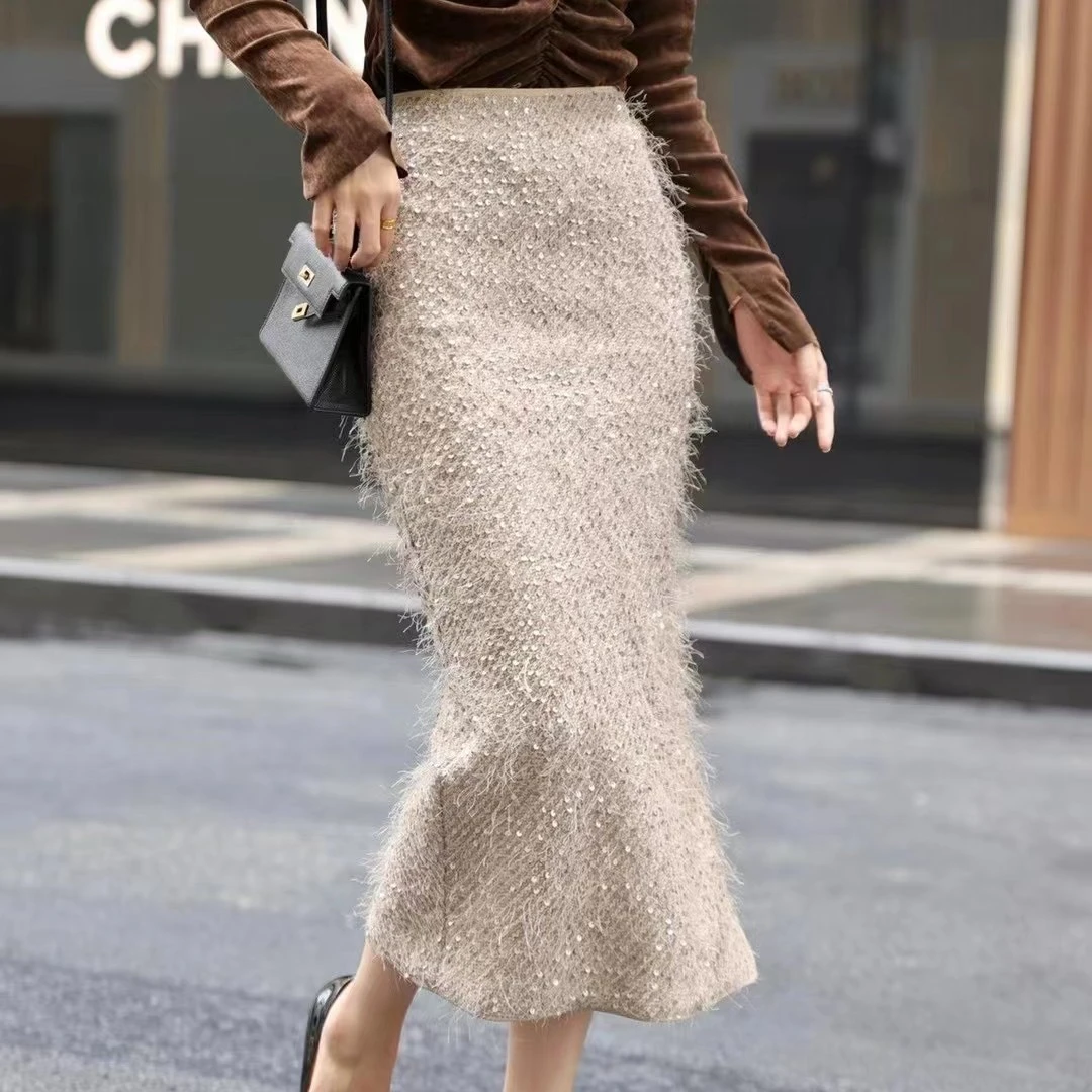 重工亮片秋冬优雅半裙