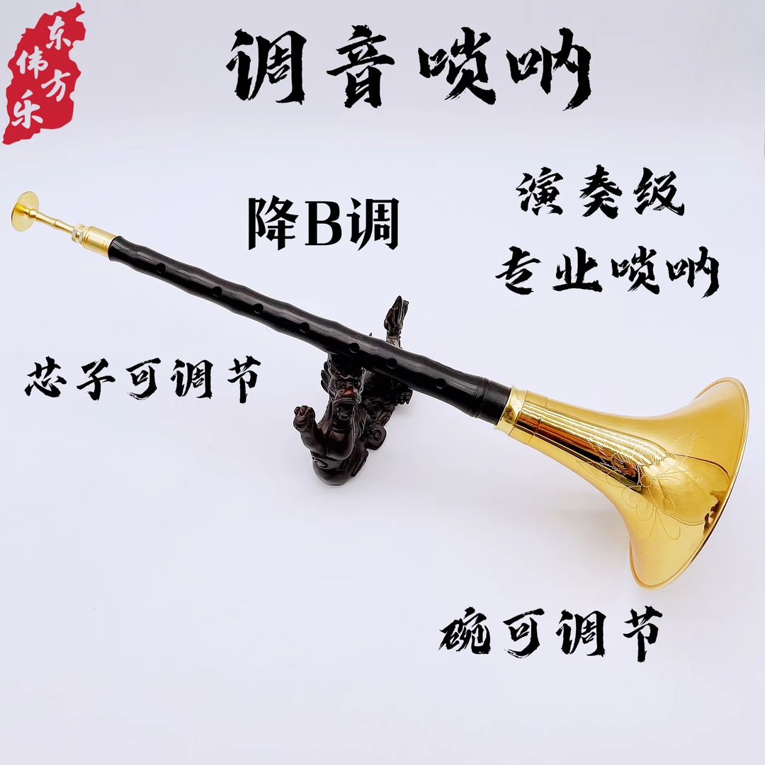 调音唢呐D调 芯子气盘碗都可调节专业唢呐黑檀木唢