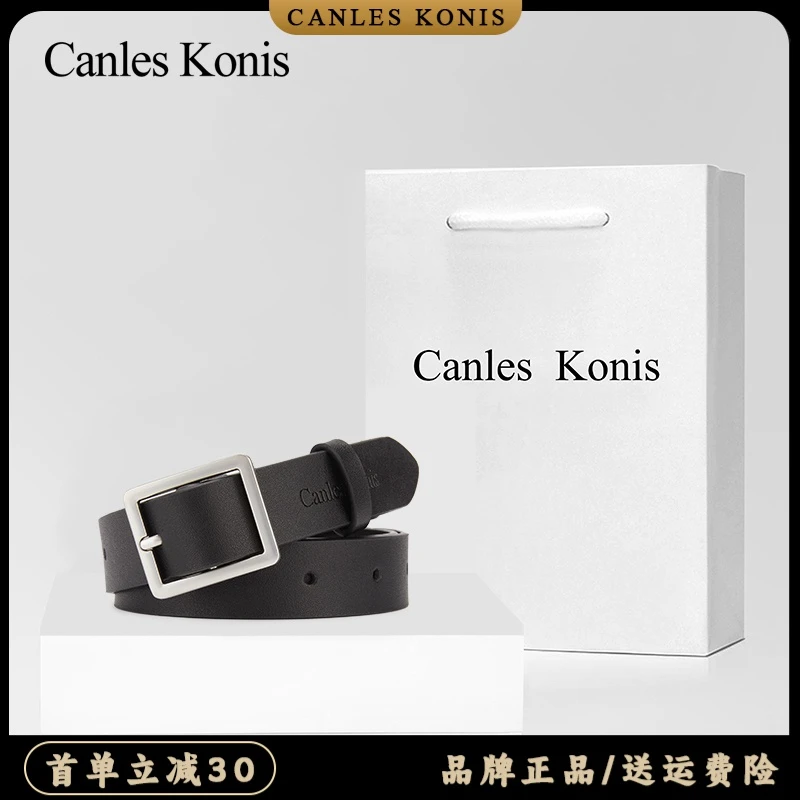 [Canles.Konis官方正品]女士皮带真牛皮百搭新款时尚腰带女款装饰