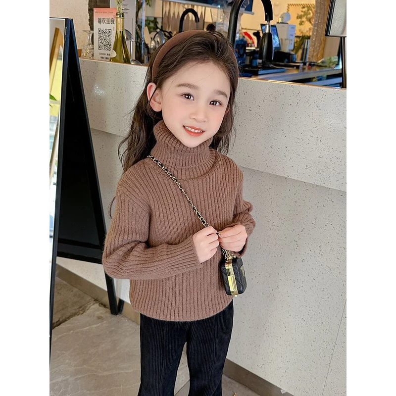 女童高领毛衣秋冬2024新款童装内搭宝宝冬季毛线衣儿童针织打底衫