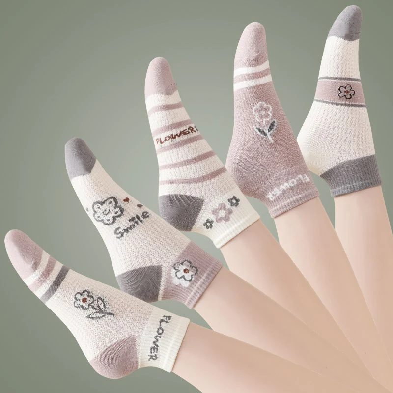 夏季袜子女短袜春夏浅口网眼可爱简约100%纯棉透气吸汗防滑低帮袜