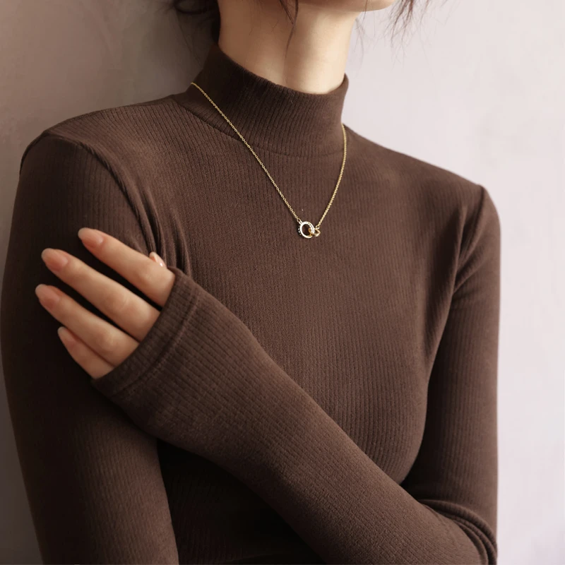 FS半高领德绒打底衫女新款爆款秋冬季加绒内搭洋气长袖t恤上衣B0