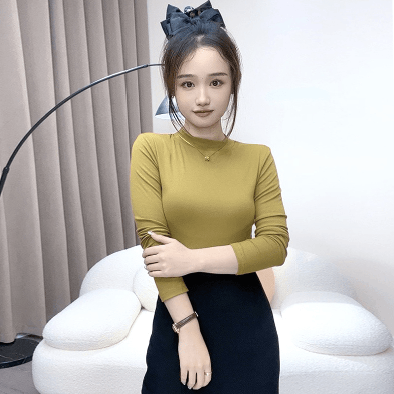 《磨毛加绒+超厚银狐绒+薄款》打底衫女内搭秋冬季修身显瘦百搭上衣