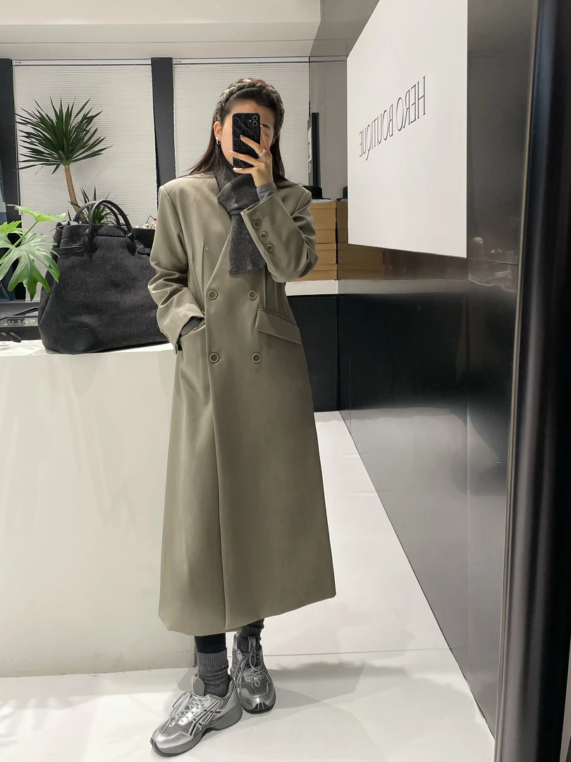 【HERO】浮力款NO退换 设计师款长款无领收腰西装外套时尚气质