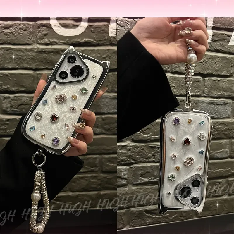 高端少女适用华为Pura70日韩猫猫耳朵高颜值可爱70pro宝石立体硬