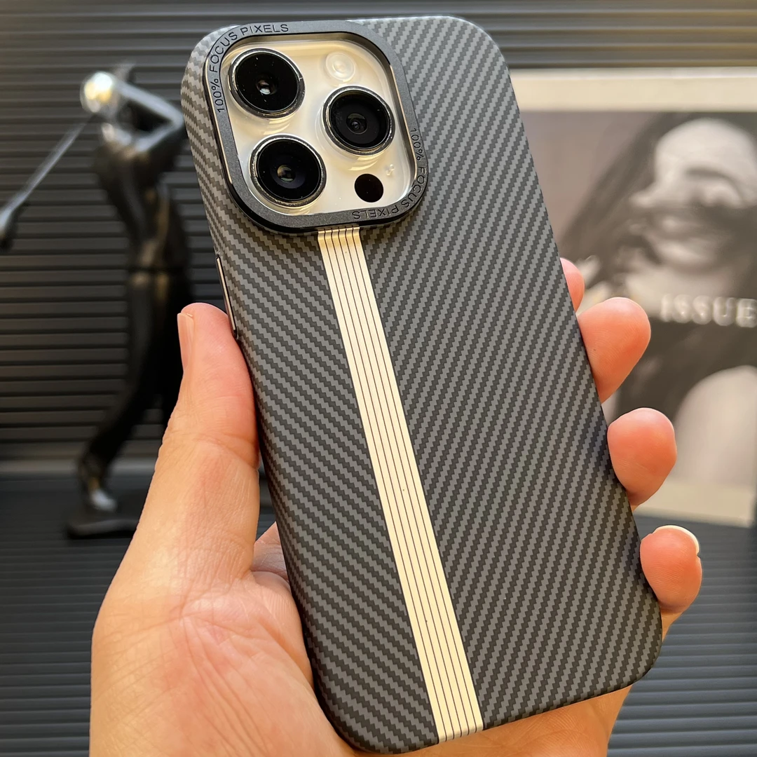 凯夫拉纹苹果15promax碳纤维手机壳iphone14/13超薄12保护套肤感