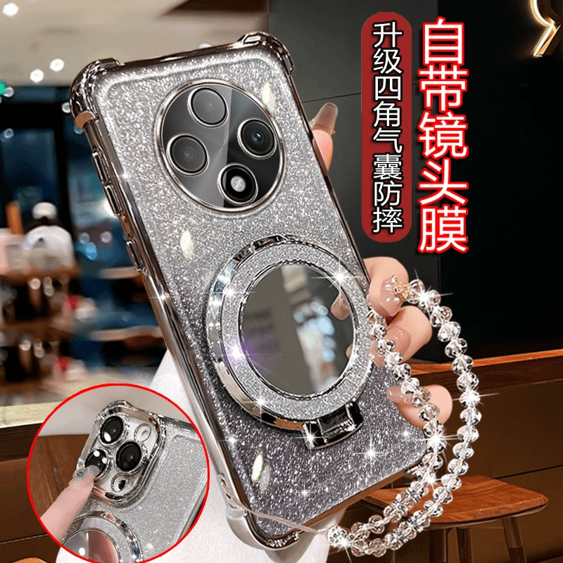 适用oppoA3手机壳轻奢高级气囊真防摔a3Pro带镜头膜磁吸支架手链