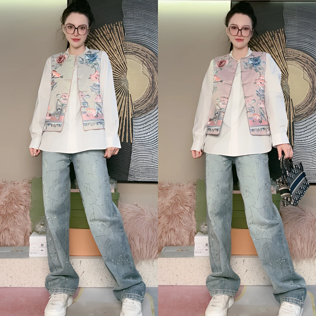 辰曦同款【赏荷集】早秋款新中式重工刺绣马甲