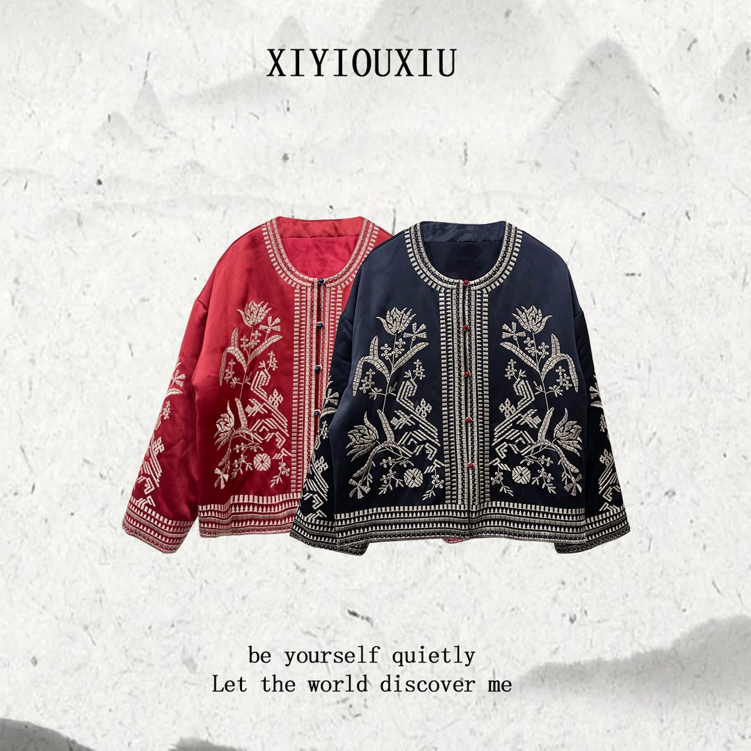 辰曦同款【花漫步】高定款新中式醋酸定位刺绣夹棉外套