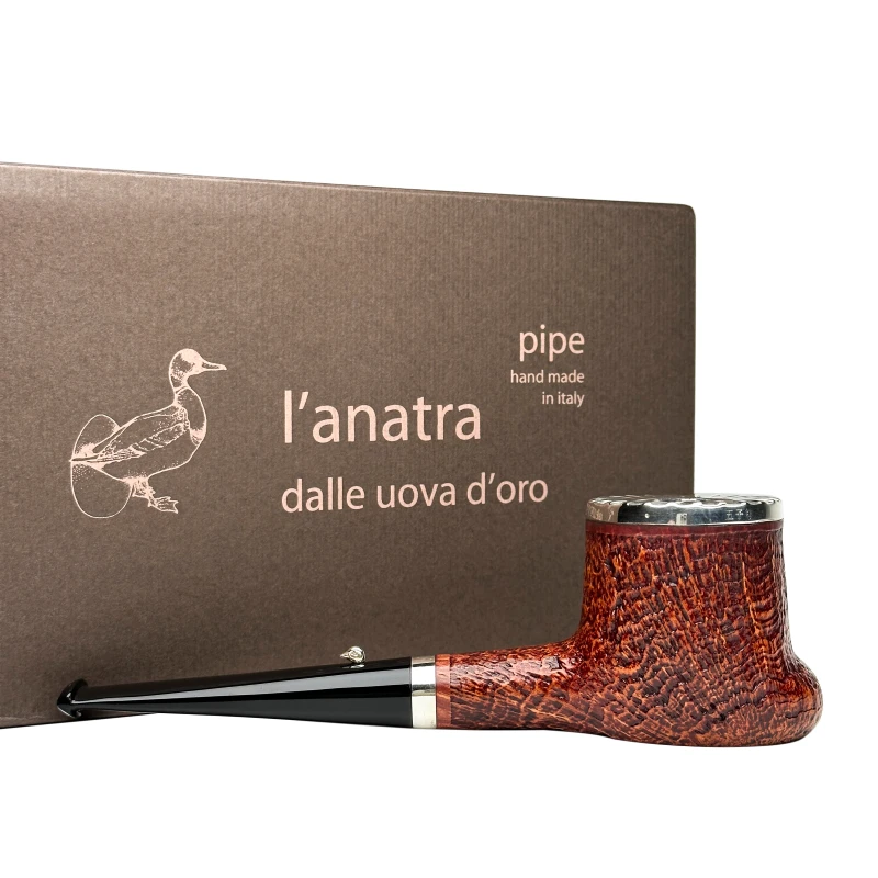 L’Anatra意大利鸭子十五子棋系列喷砂面银圈手工石楠木烟斗