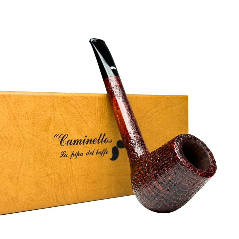 Caminetto意大利白胡子水波纹喷砂面自由式手工石楠木烟斗