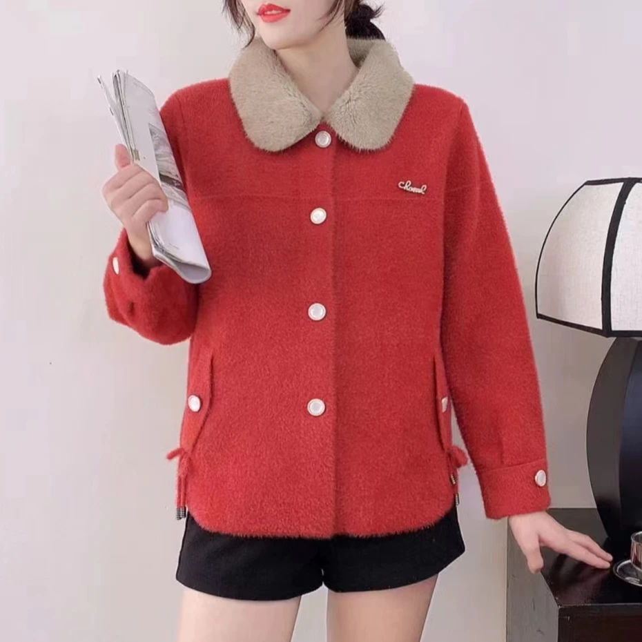 毛呢外套高档女装春秋洋气上衣大衣秋冬针织衫妈妈装开衫时尚毛衣